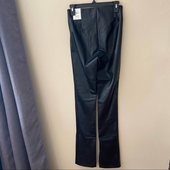 NWT ZARA Blogger Fave Faux Leather Zippered Ankle Leggings Black Small Women’s - Picture 9 of 10